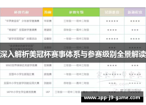 深入解析美冠杯赛事体系与参赛级别全景解读